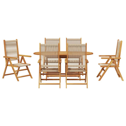 vidaXL Garden Dining Set 7 pcs Beige Solid Acacia Wood