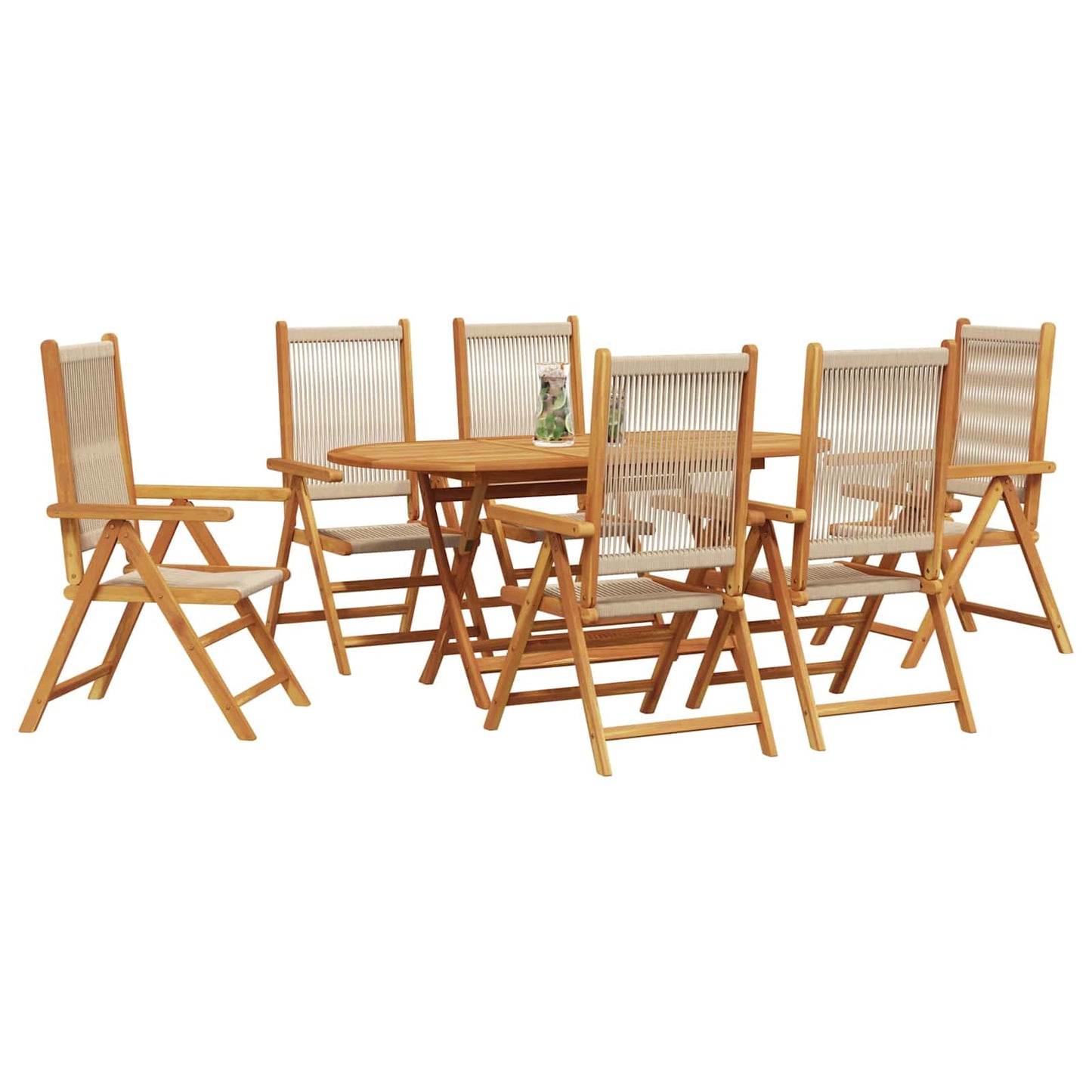 vidaXL Garden Dining Set 7 pcs Beige Solid Acacia Wood