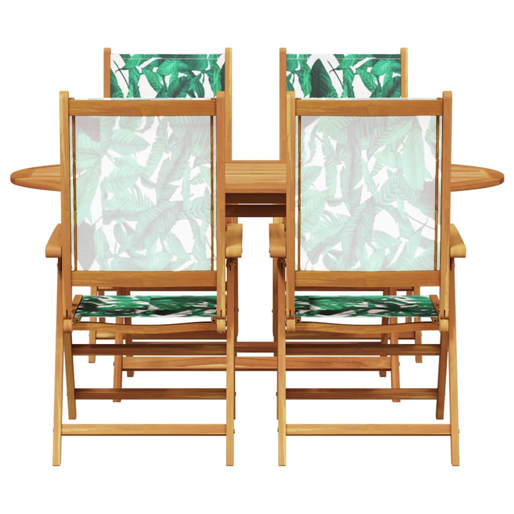 vidaXL Garden Dining Set Folding 5 pcs Leaf pattern Solid acacia wood