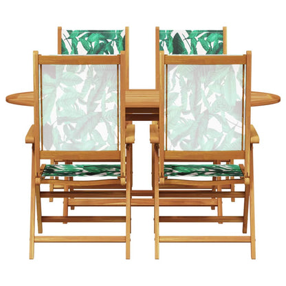 vidaXL Garden Dining Set Folding 5 pcs Leaf pattern Solid acacia wood