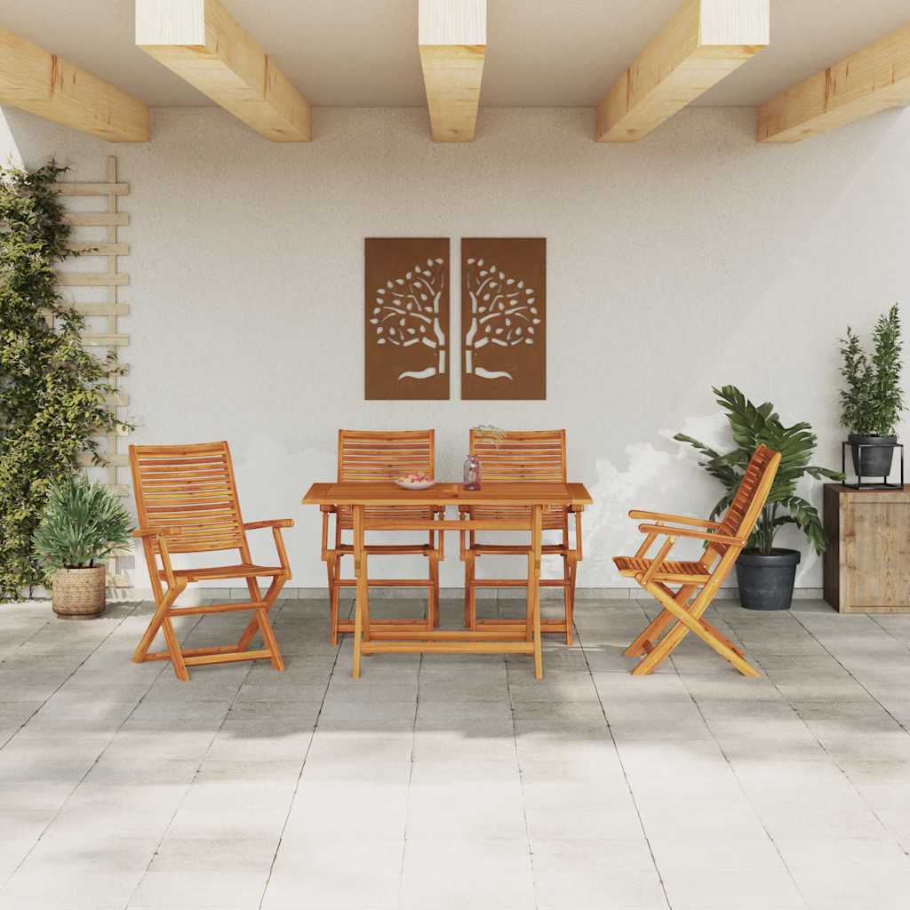 vidaXL Garden Dining Set Folding 5 pcs Brown Solid Acacia Wood