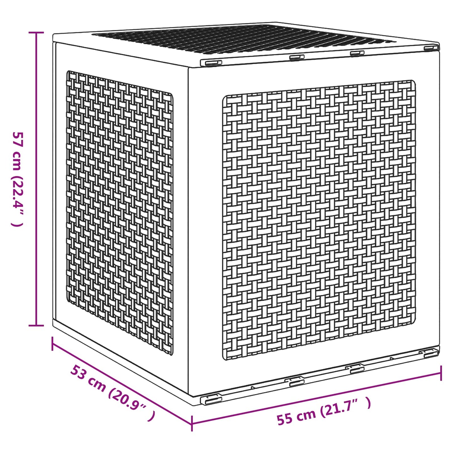 vidaXL Storage Box Anthracite 55 x 53 x 57 cm Polypropylene