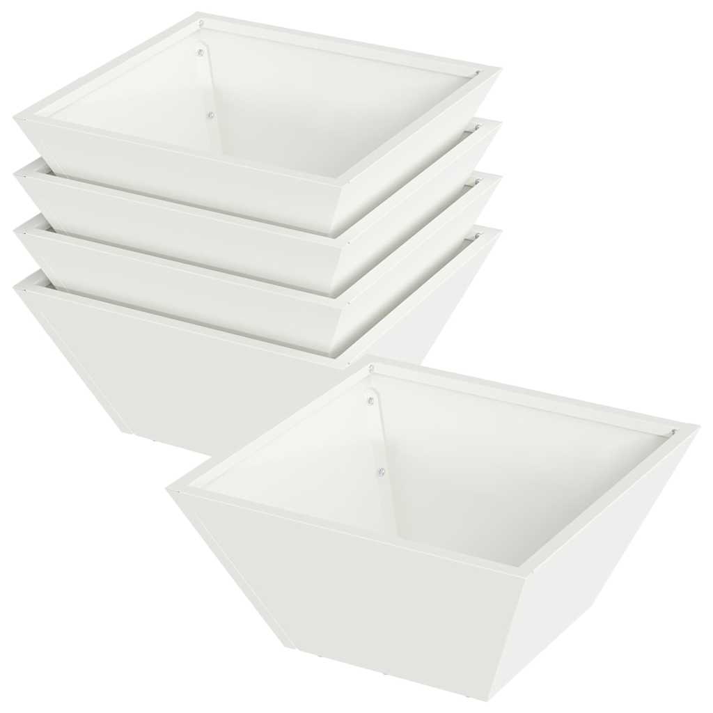 vidaXL Garden Planter 5 pcs White 35 x 35 x 15 cm Cold-rolled Steel