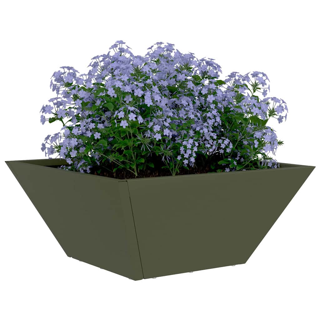 vidaXL Garden Planter Olive Green 35 x 35 x 15 cm Cold-rolled Steel