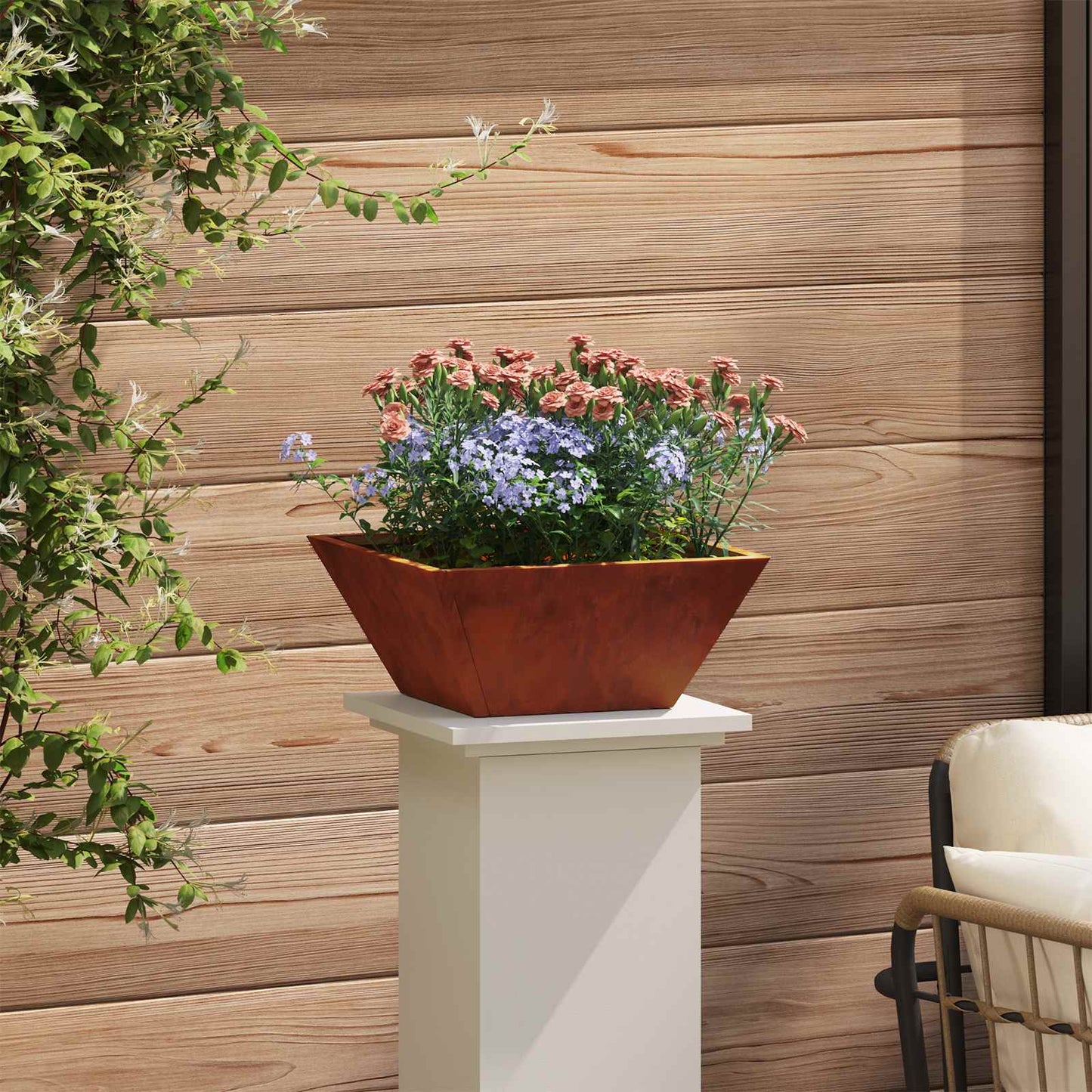 vidaXL Garden Planter 5 pcs Rusty 35 x 35 x 15 cm Weathering Steel