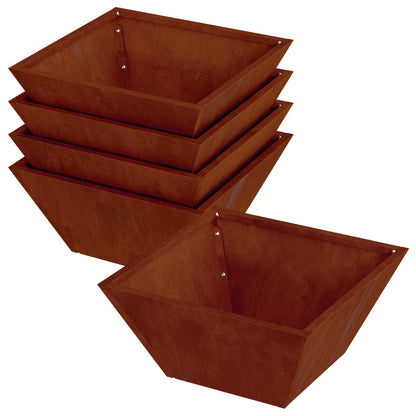 vidaXL Garden Planter 5 pcs Rusty 35 x 35 x 15 cm Weathering Steel