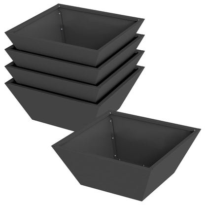 vidaXL Garden Planter 5 pcs Black 40 x 40 x 15 cm Cold-rolled Steel