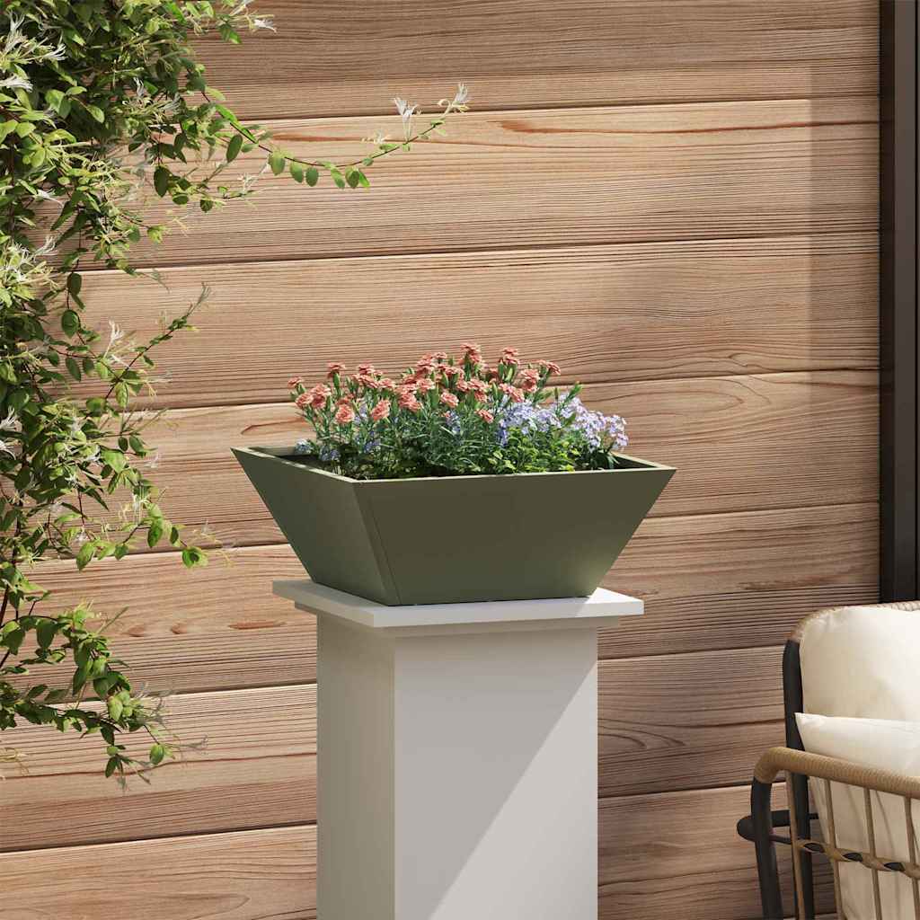vidaXL Garden Planter Olive Green 40 x 40 x 15 cm Cold-rolled Steel