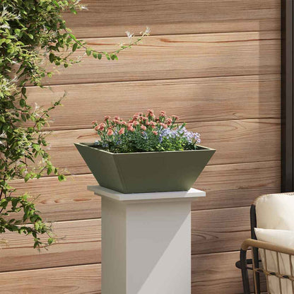 vidaXL Garden Planter Olive Green 40 x 40 x 15 cm Cold-rolled Steel