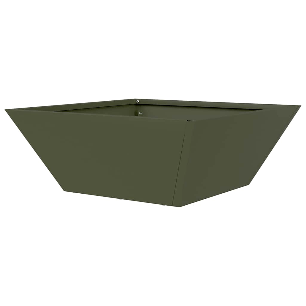 vidaXL Garden Planter Olive Green 40 x 40 x 15 cm Cold-rolled Steel