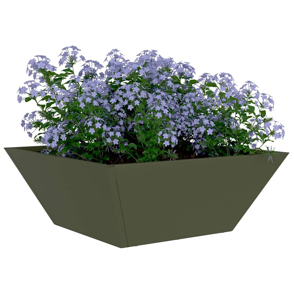 vidaXL Garden Planter Olive Green 40 x 40 x 15 cm Cold-rolled Steel