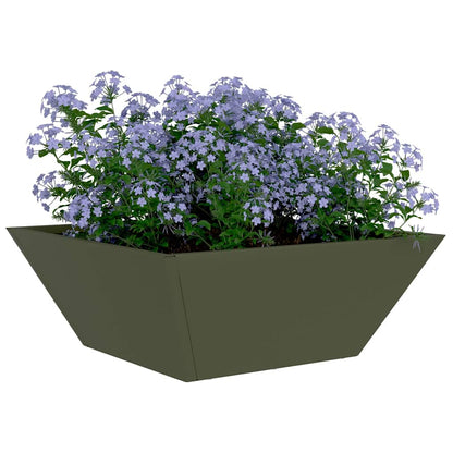 vidaXL Garden Planter Olive Green 40 x 40 x 15 cm Cold-rolled Steel