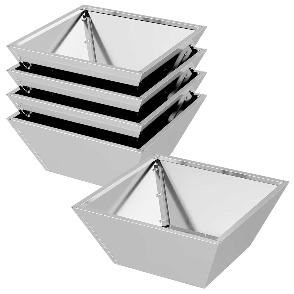 vidaXL Garden Planter 5 pcs Silver 40 x 40 x 15 cm Galvanised Steel
