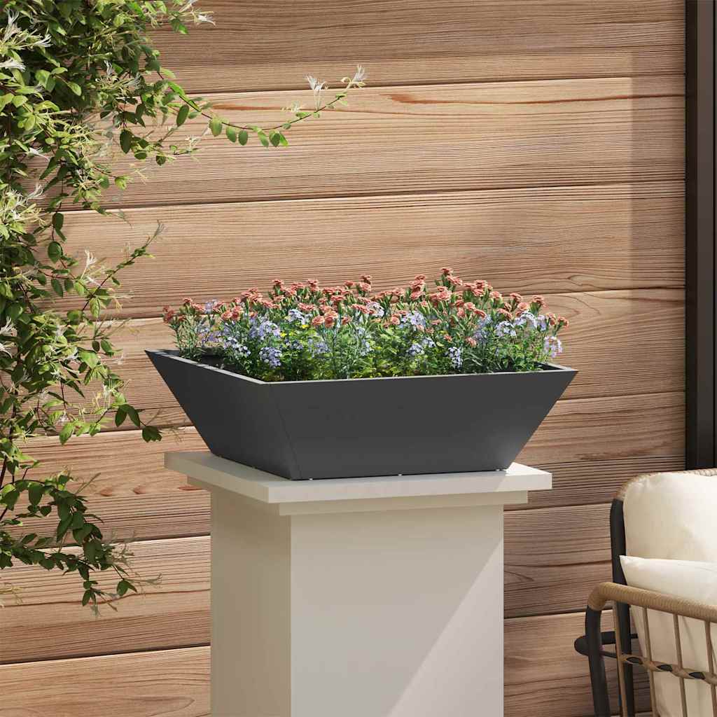 vidaXL Garden Planter Black 50 x 50 x 15 cm Cold-rolled Steel