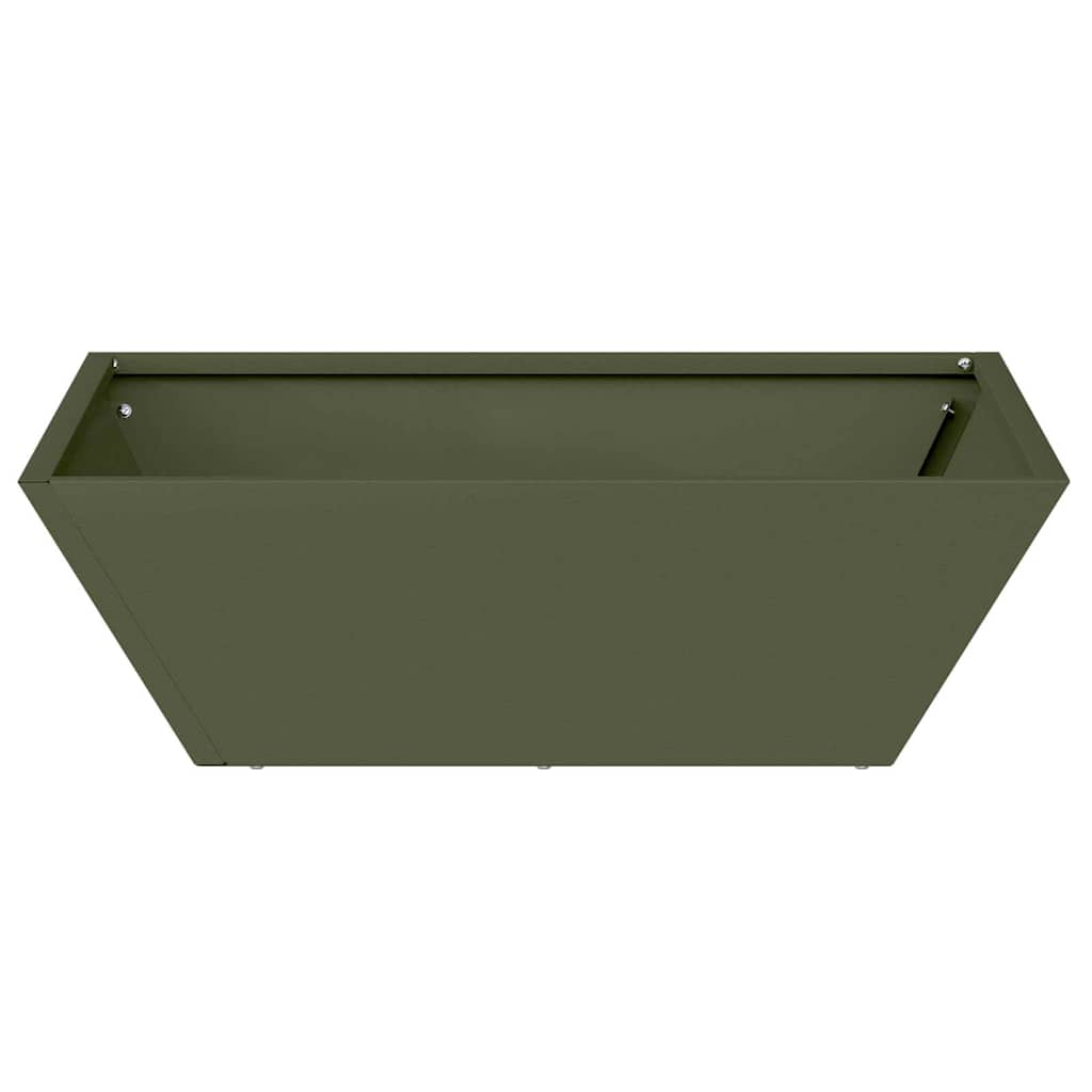 vidaXL Garden Planter Olive Green 50 x 50 x 15 cm Cold-rolled Steel