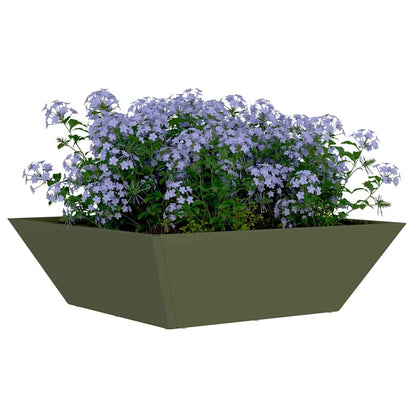 vidaXL Garden Planter Olive Green 50 x 50 x 15 cm Cold-rolled Steel