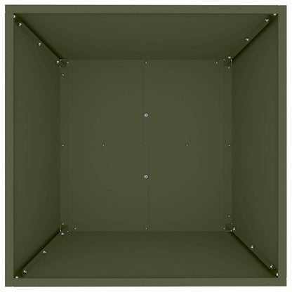 vidaXL Garden Planter Olive Green 50 x 50 x 15 cm Cold-rolled Steel