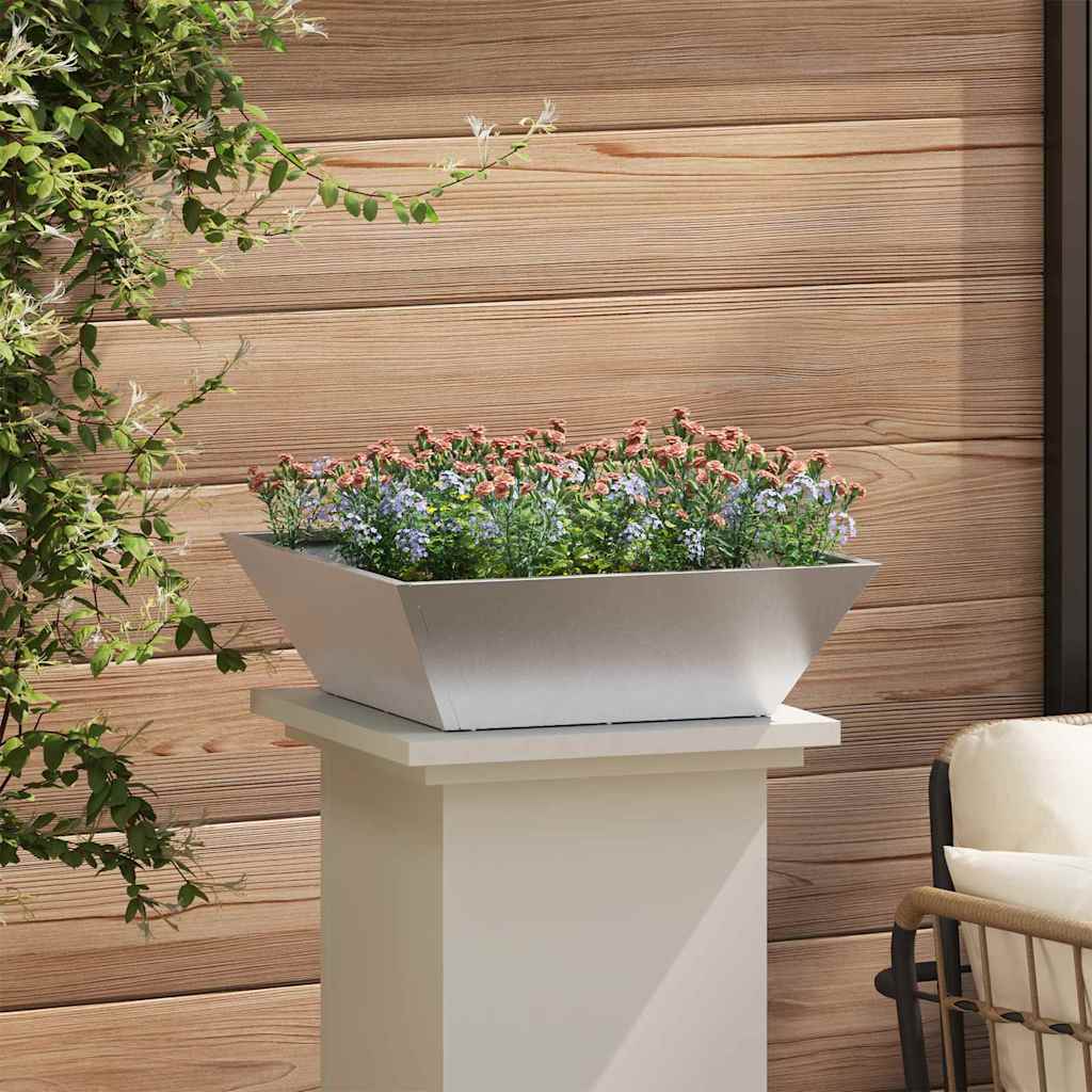 vidaXL Garden Planter 5 pcs Silver 50 x 50 x 15 cm Stainless Steel