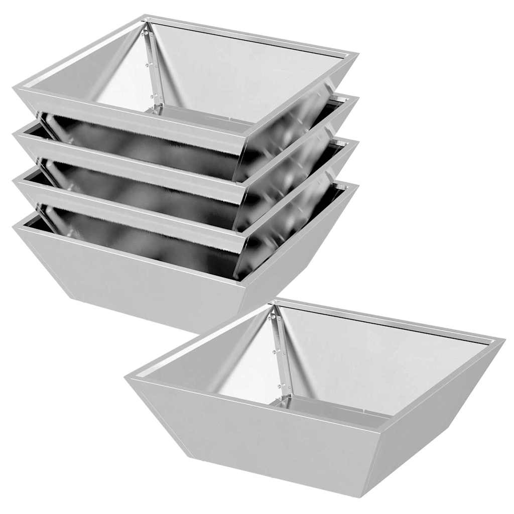 vidaXL Garden Planter 5 pcs Silver 50 x 50 x 15 cm Stainless Steel