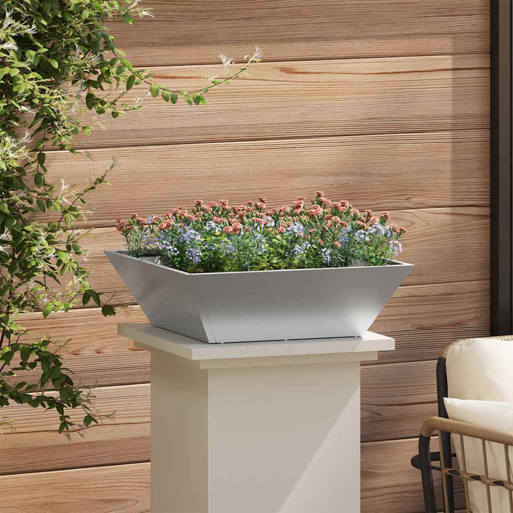 vidaXL Garden Planter 5 pcs Silver 50 x 50 x 15 cm Galvanised Steel