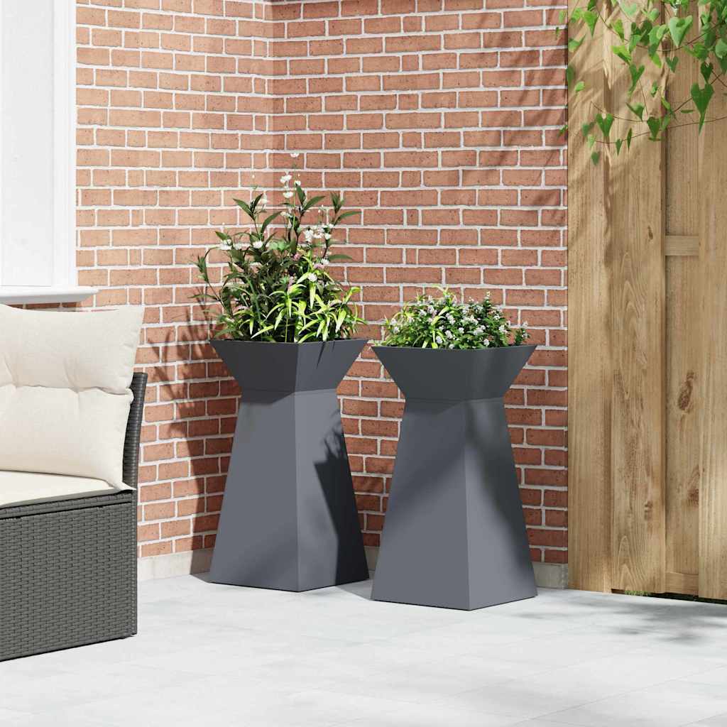 vidaXL Pillar Planter 2 pcs Anthracite 35 x 35 x 73 cm