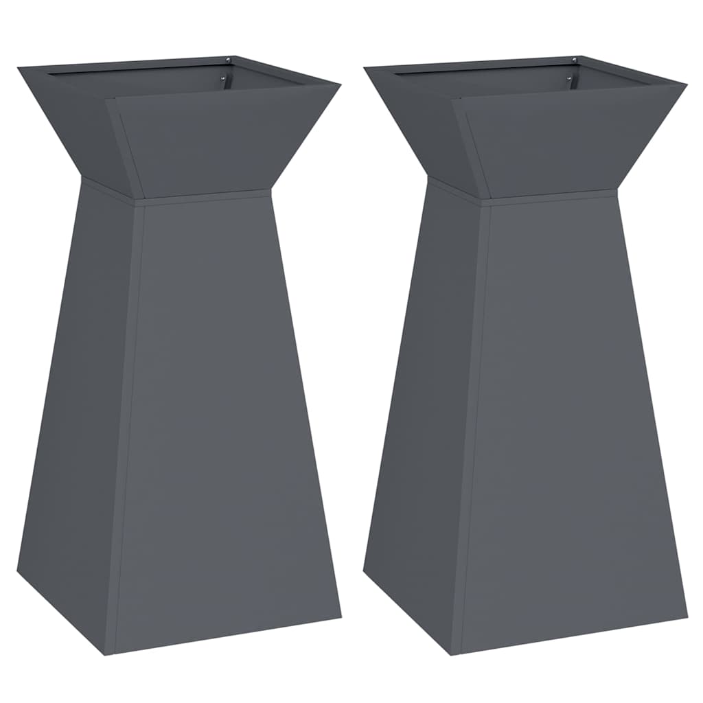 vidaXL Pillar Planter 2 pcs Anthracite 35 x 35 x 73 cm