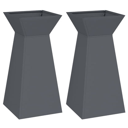 vidaXL Pillar Planter 2 pcs Anthracite 35 x 35 x 73 cm