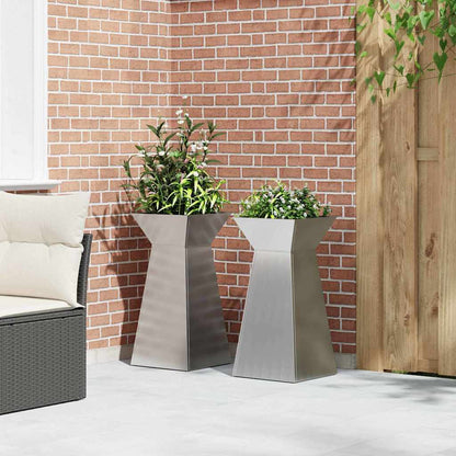 vidaXL Pillar Planter 2 pcs Silver 35 x 35 x 73 cm