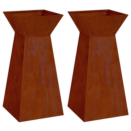 vidaXL Pillar Planter 2 pcs Silver 35 x 35 x 73 cm