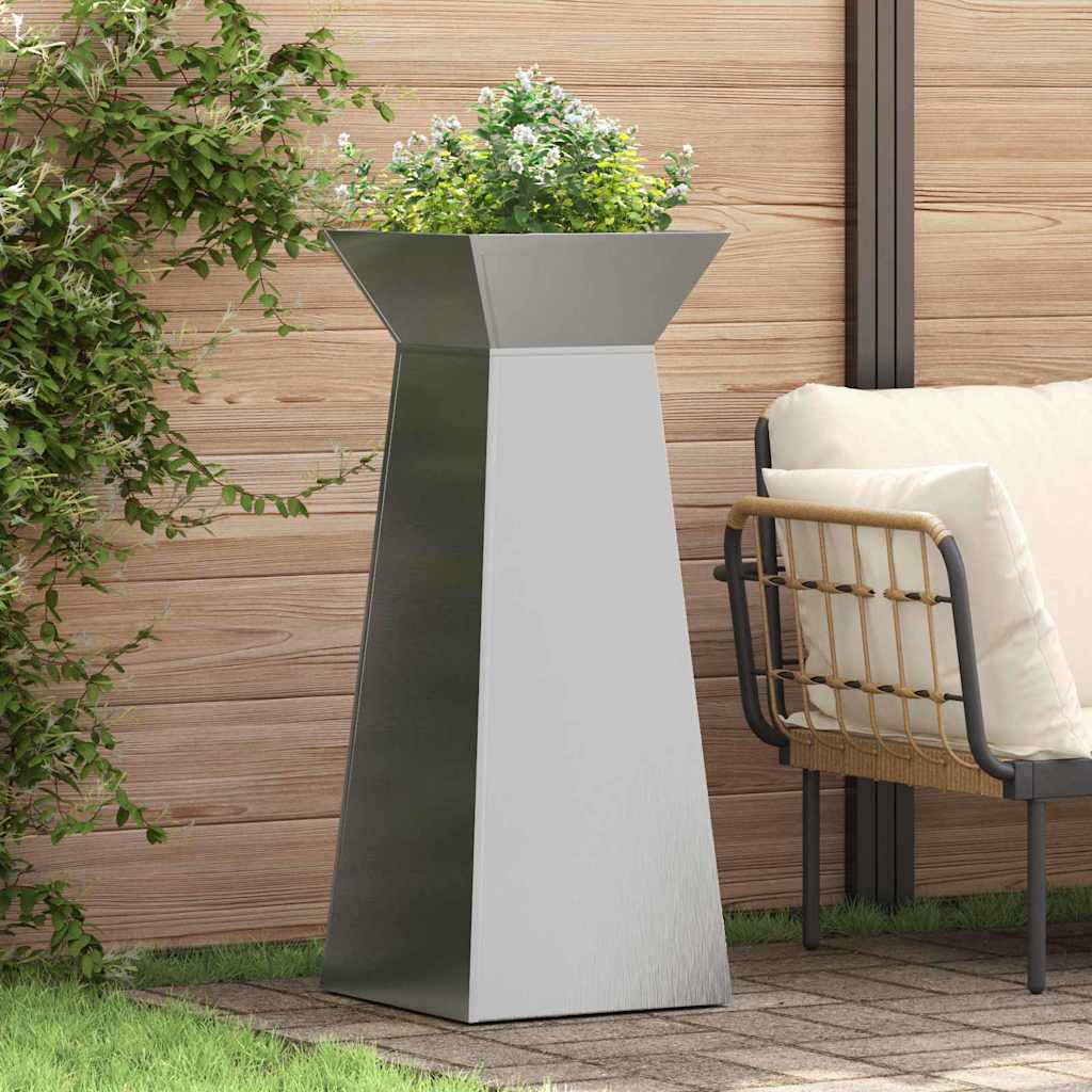 vidaXL Pillar Planter 2 pcs Silver 40 x 40 x 100 cm