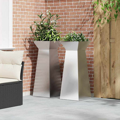 vidaXL Pillar Planter 2 pcs Silver 40 x 40 x 100 cm