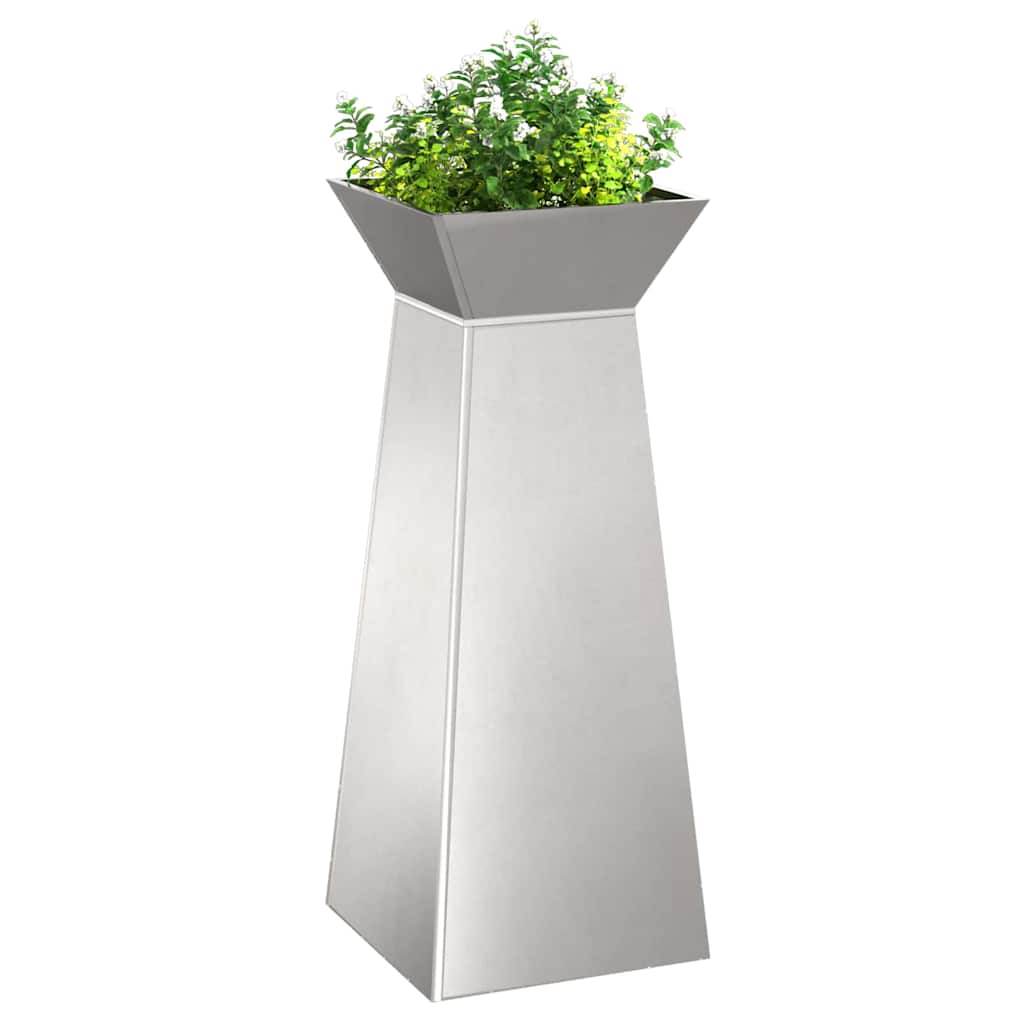 vidaXL Pillar Planter 2 pcs Silver 40 x 40 x 100 cm