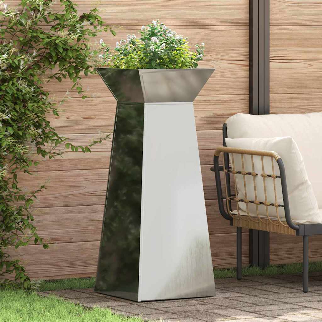 vidaXL Pillar Planter Silver 40 x 40 x 100 cm