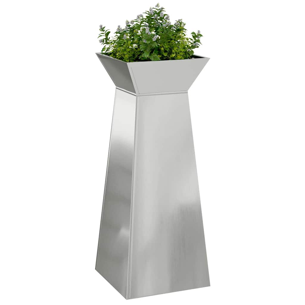vidaXL Pillar Planter Silver 40 x 40 x 100 cm