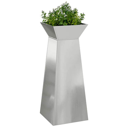 vidaXL Pillar Planter Silver 40 x 40 x 100 cm