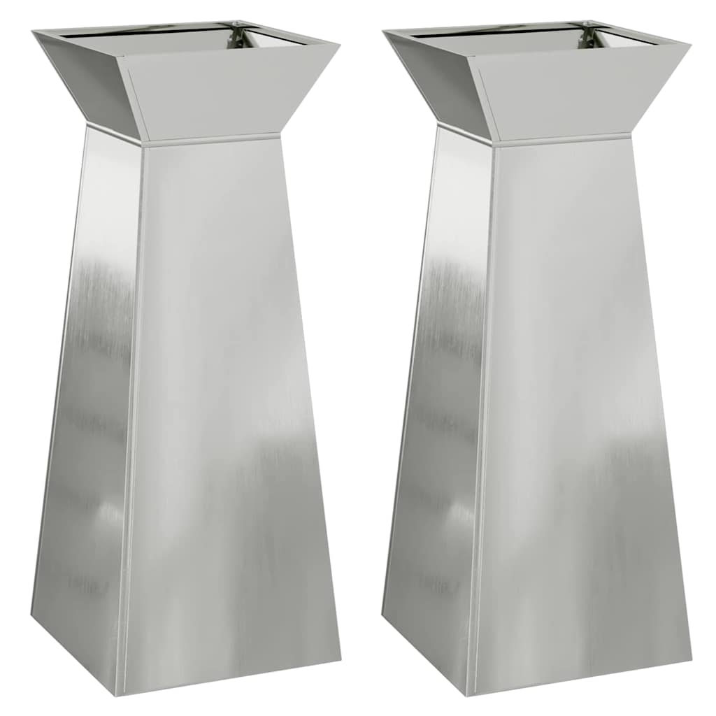 vidaXL Pillar Planter 2 pcs Silver 40 x 40 x 100 cm