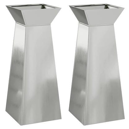 vidaXL Pillar Planter 2 pcs Silver 40 x 40 x 100 cm
