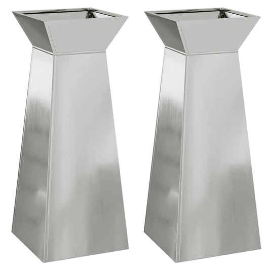 vidaXL Pillar Planter 2 pcs Silver 40 x 40 x 100 cm