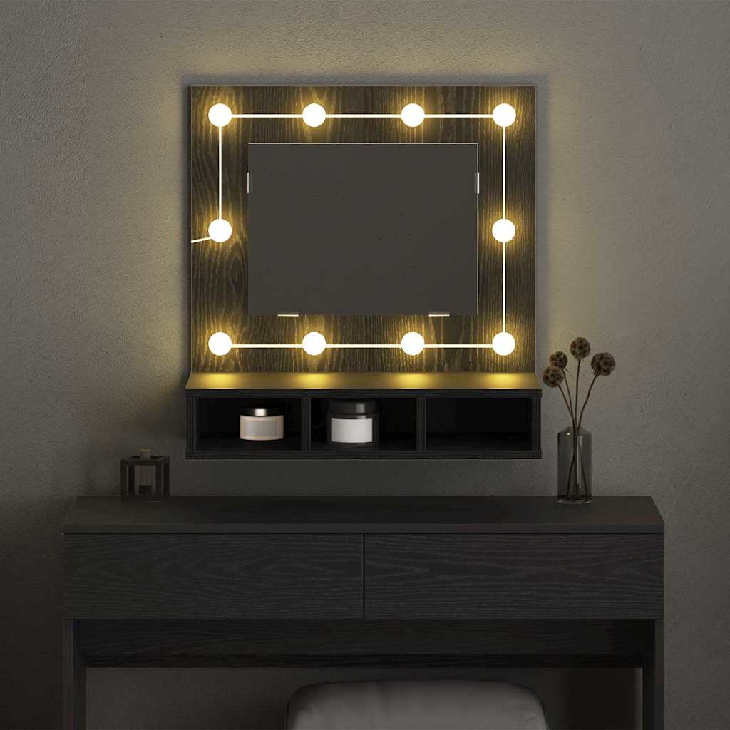 vidaXL Mirror Cabinet Black Oak 60 x 31.5 x 62 cm Engineered Wood