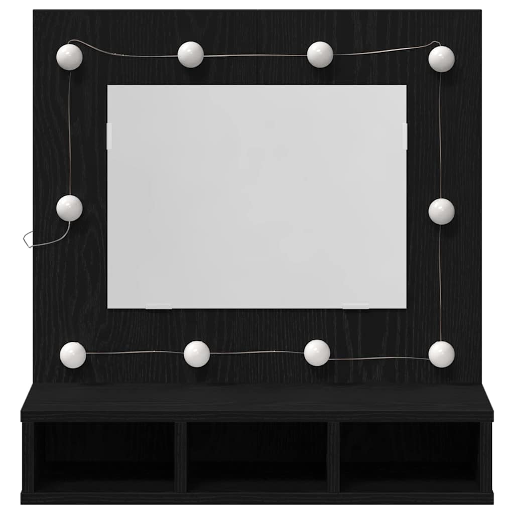 vidaXL Mirror Cabinet Black Oak 60 x 31.5 x 62 cm Engineered Wood