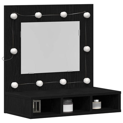 vidaXL Mirror Cabinet Black Oak 60 x 31.5 x 62 cm Engineered Wood