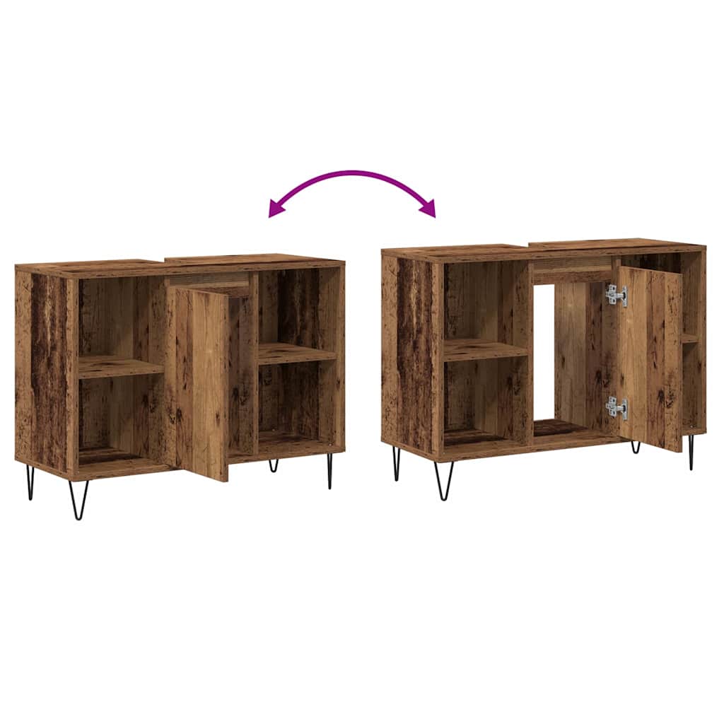 vidaXL Bathroom Cabinet Old Wood 80 x 33 x 60 cm Engineered Wood