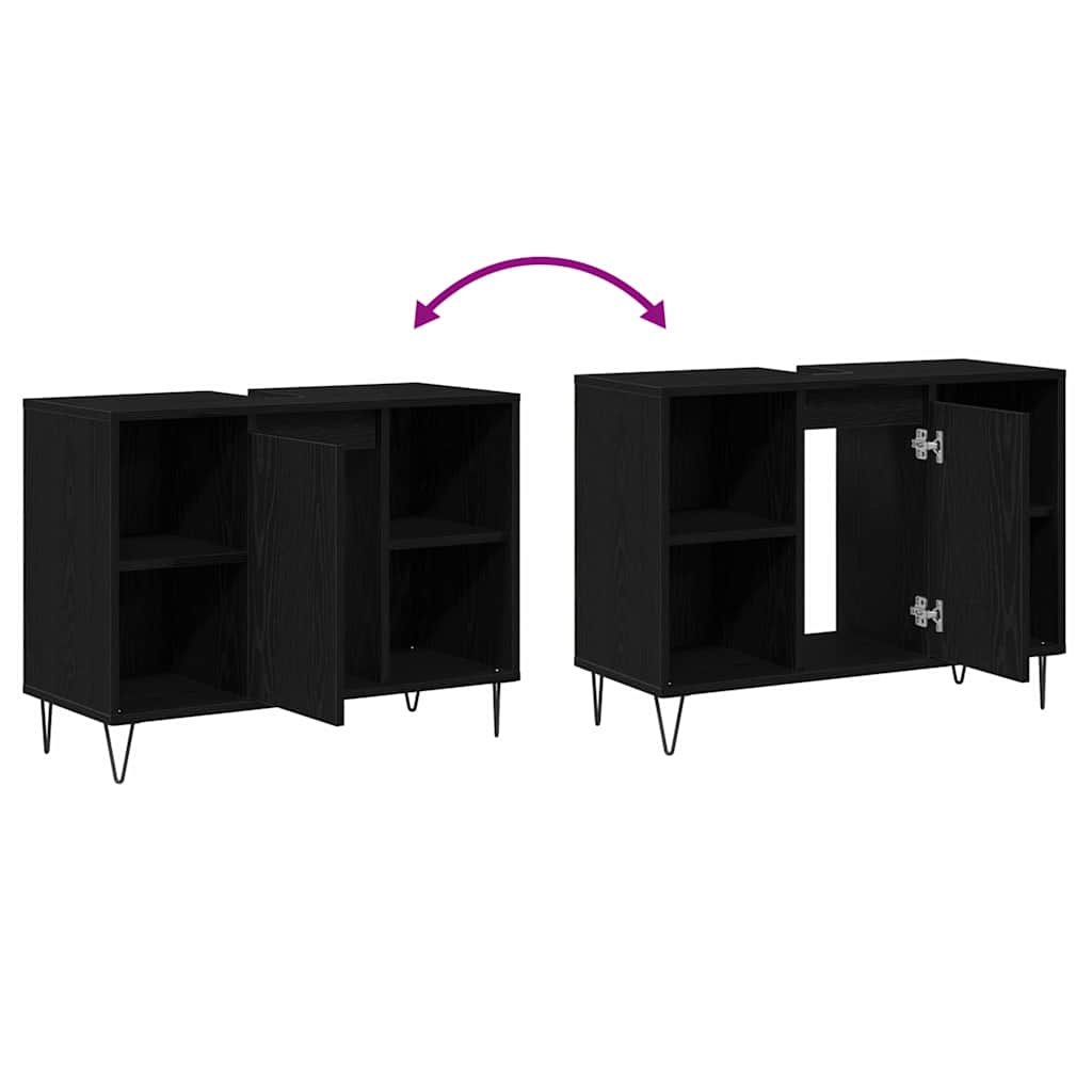 vidaXL Bathroom Cabinet Black 80 x 33 x 60 cm Engineered Wood