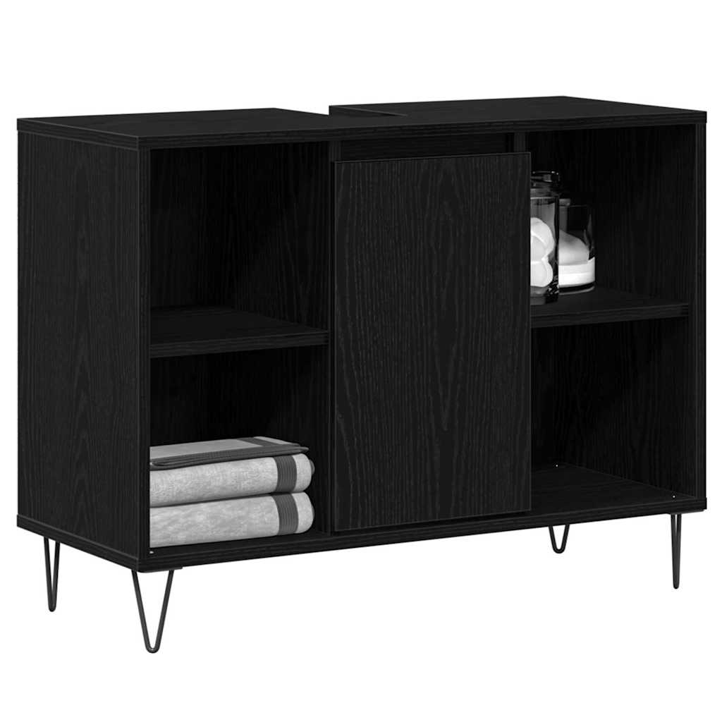 vidaXL Bathroom Cabinet Black 80 x 33 x 60 cm Engineered Wood