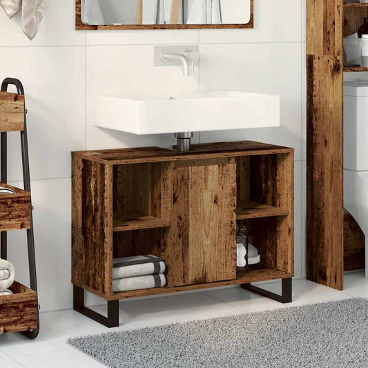 vidaXL Bathroom Cabinet Old Wood 80 x 33 x 60 cm Engineered Wood