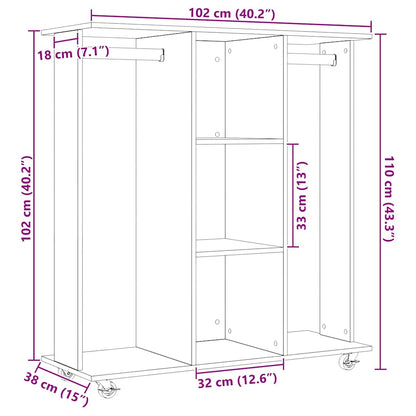 vidaXL Wardrobe with Shelf Black oak 102 x 38 x 110 cm Engineered wood
