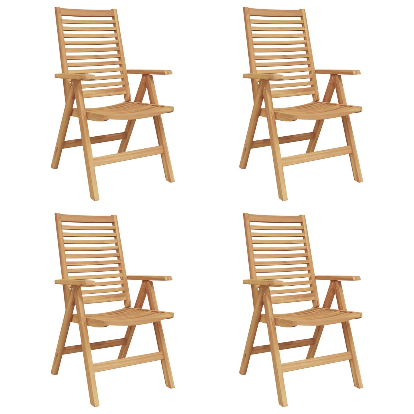 vidaXL Chair Folding 4 pcs Brown 64.5 x 52 x 108 cm Solid Teak Wood