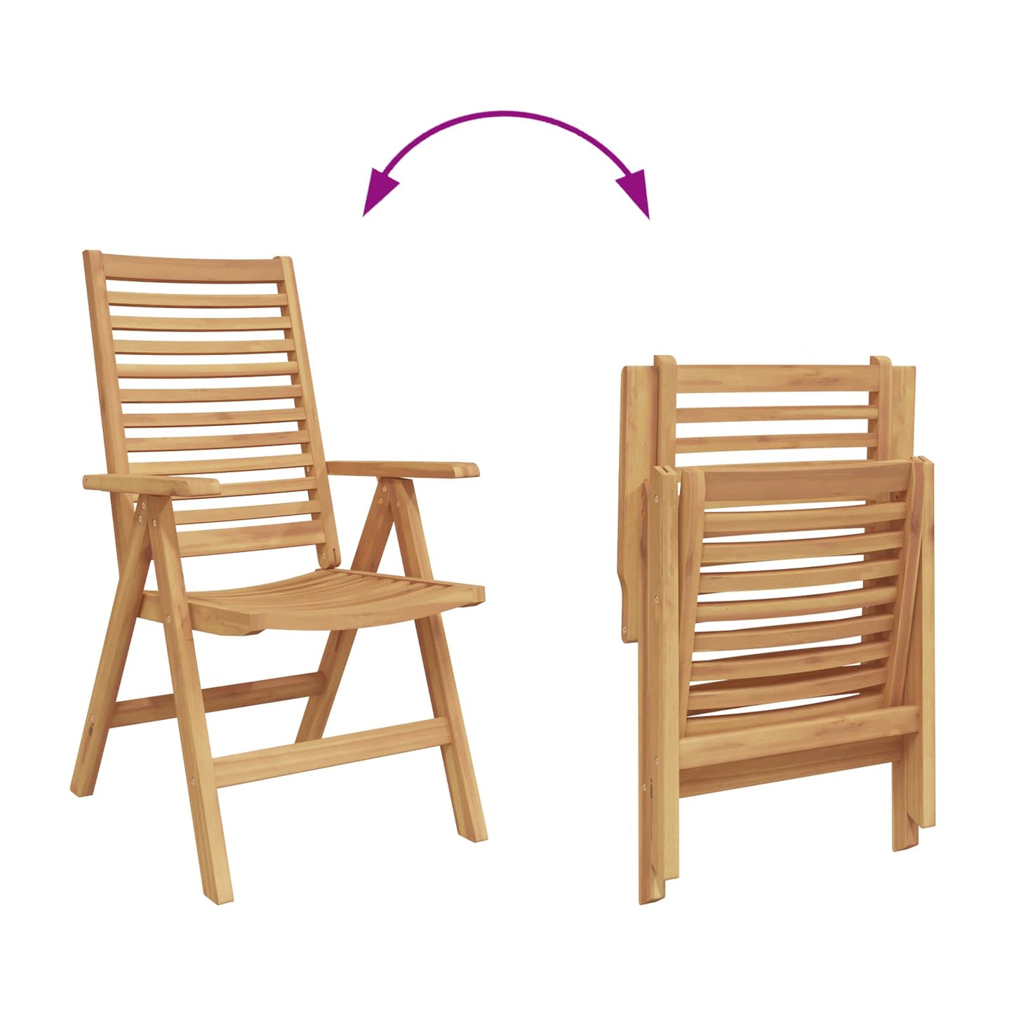 vidaXL Chair Folding 4 pcs Brown 64.5 x 52 x 108 cm Solid Teak Wood