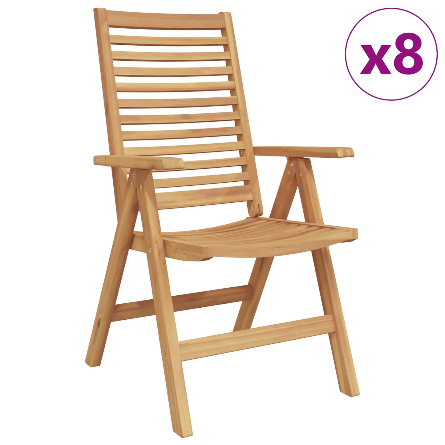 vidaXL Chair Folding 8 pcs Brown 64.5 x 52 x 108 cm Solid Teak Wood