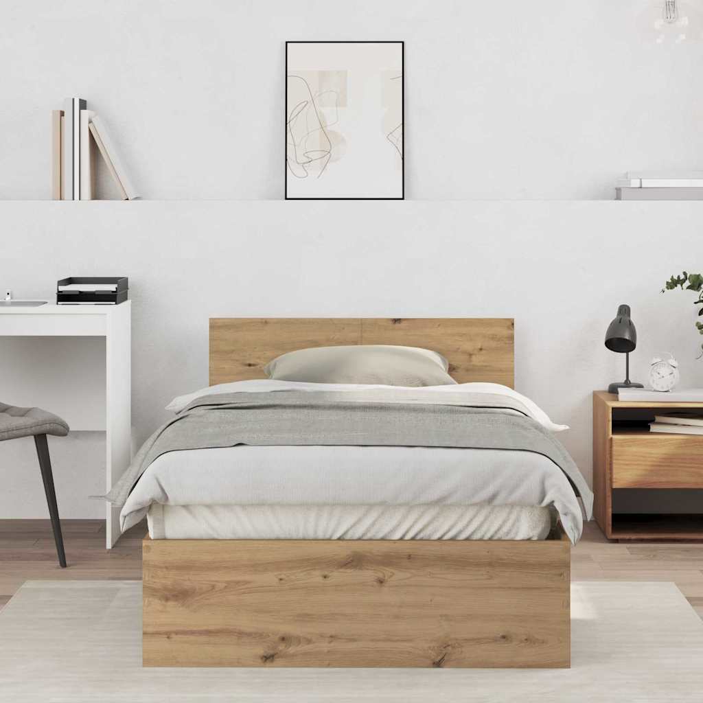 vidaXL Bed Frame Artisan Oak 203 x 104 x 70 cm Engineered Wood